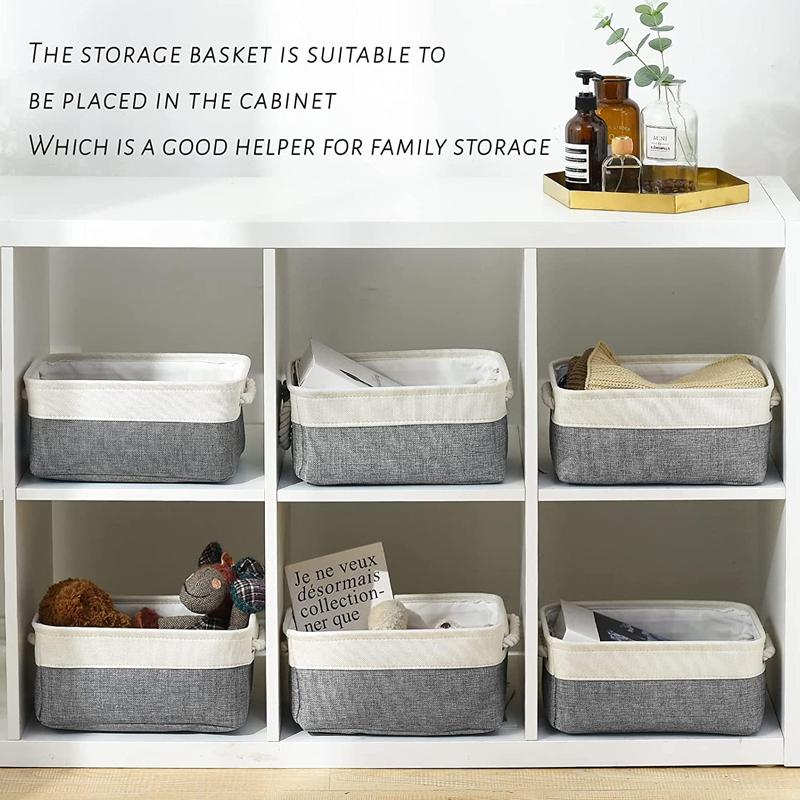 Foldable Large Canvas Storage Fabric Baskets Cotton Rope