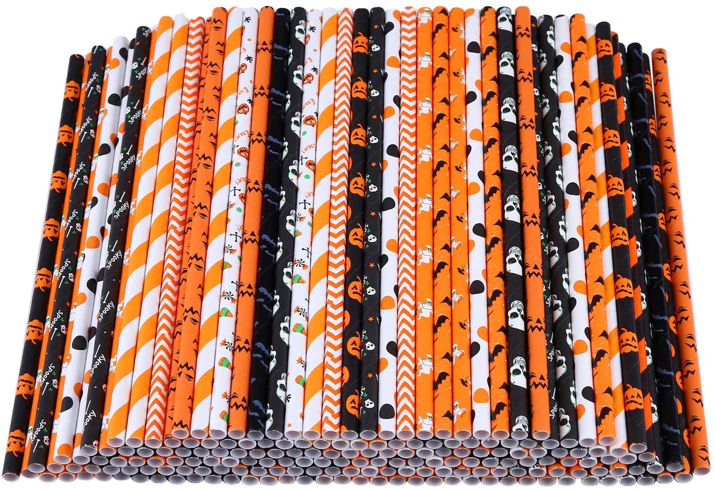 Pailles en papier biodégradables pour boisson d’Halloween – imprimé léopard, 20 pailles et 2 brosses