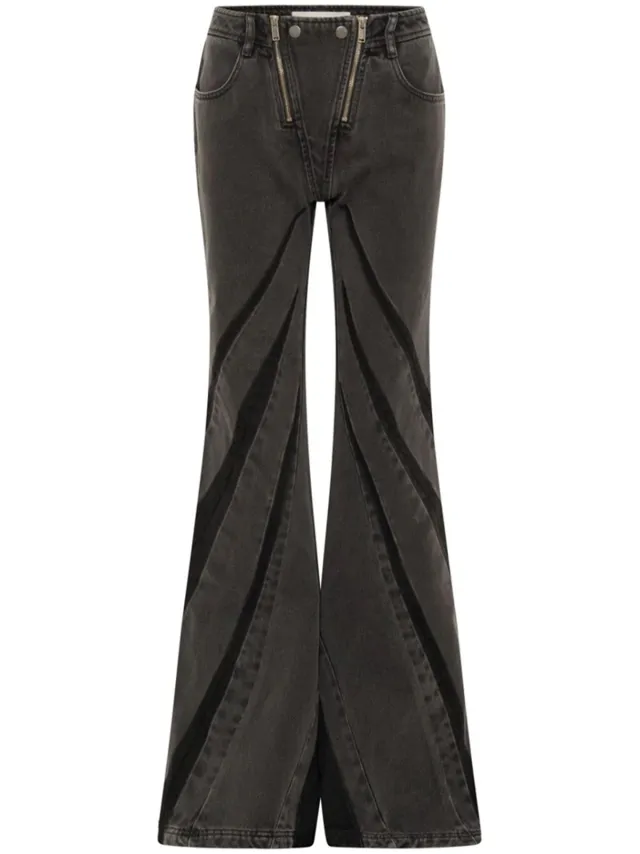 Double Zipper Stitching Elastic Washed Jeans Black - Shop at LoveMi