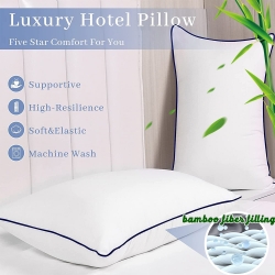 Twin Pack Hotel Quality Bed Pillow High Support Neck Pillows Medium Firm Queen King--Queen