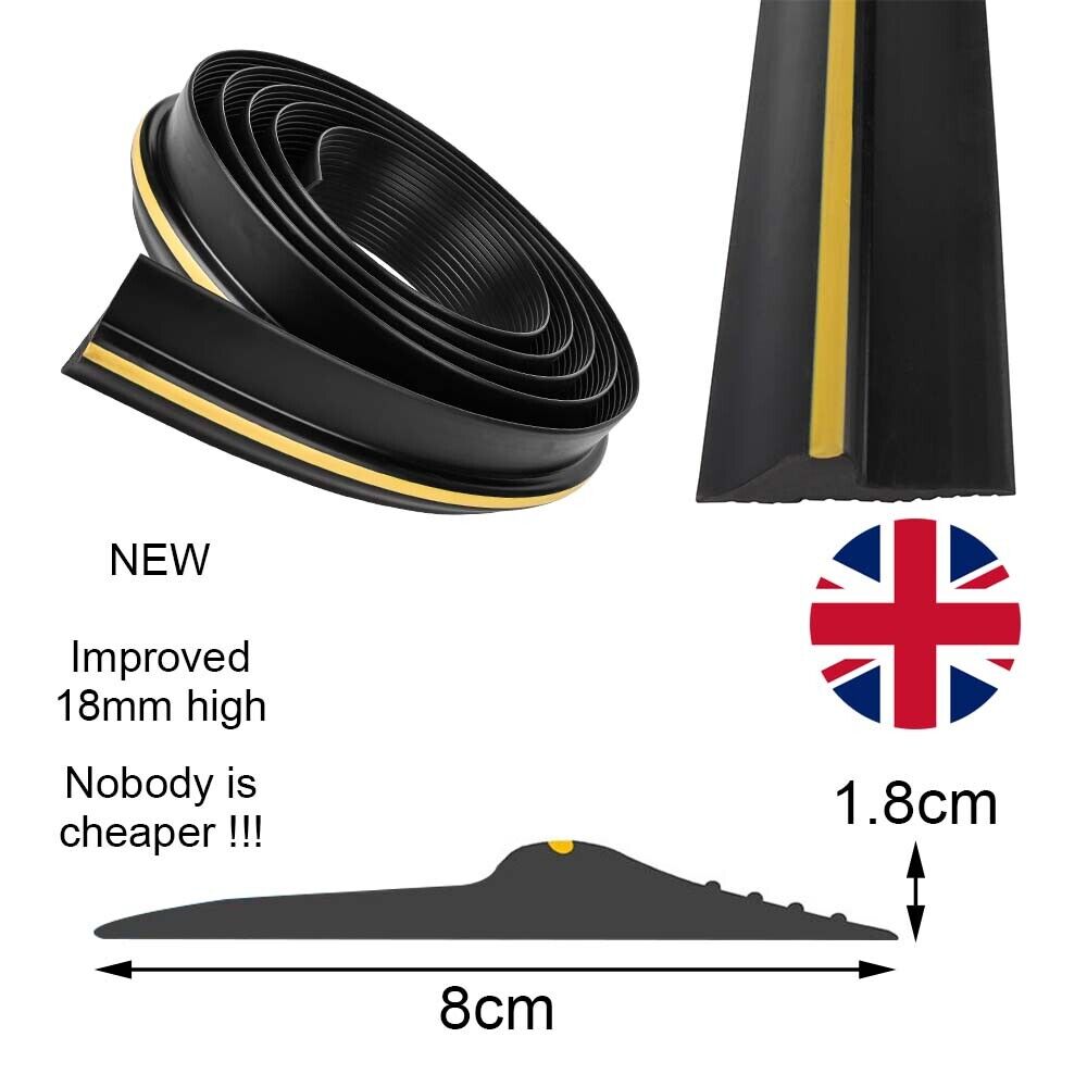 8ft Universal Seal Garage Door Floor Threshold Black Rubber Safety Strip — image 9
