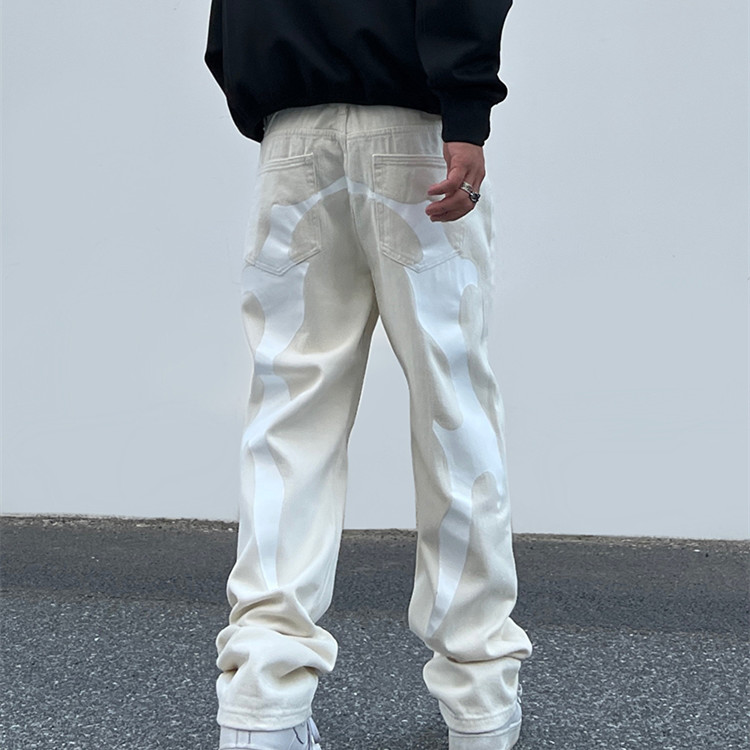 Men's Vintage Letter Embroidered Print Jeans