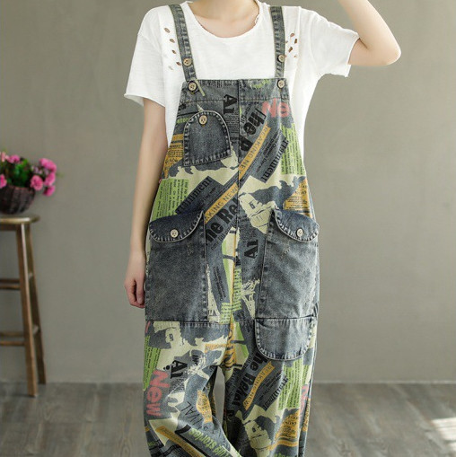 Title 2, New Womens Literary Retro Denim Overalls