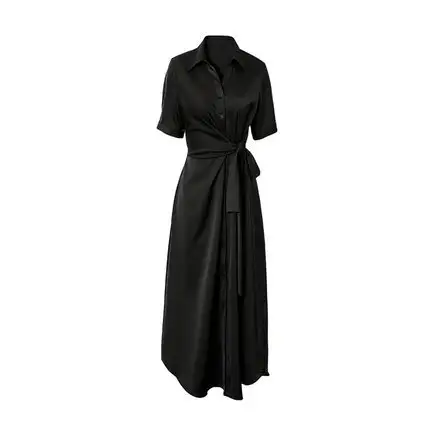 New Waist Acetic Acid Long Skirt Satin Texture Temperament Skirt