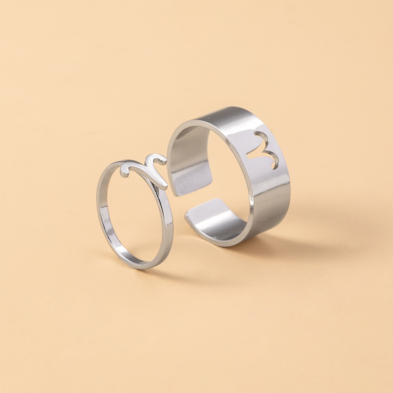 12 Constellation Sign Stainless Steel Couple Ring Knuckle Finger Rings