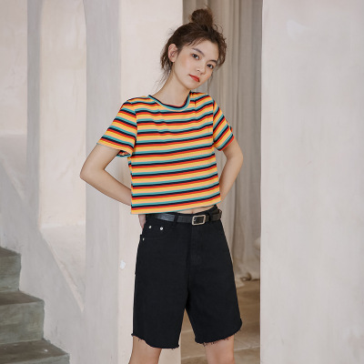 Color Matching Striped Summer Jacket Black Stripe - Shop at LoveMi