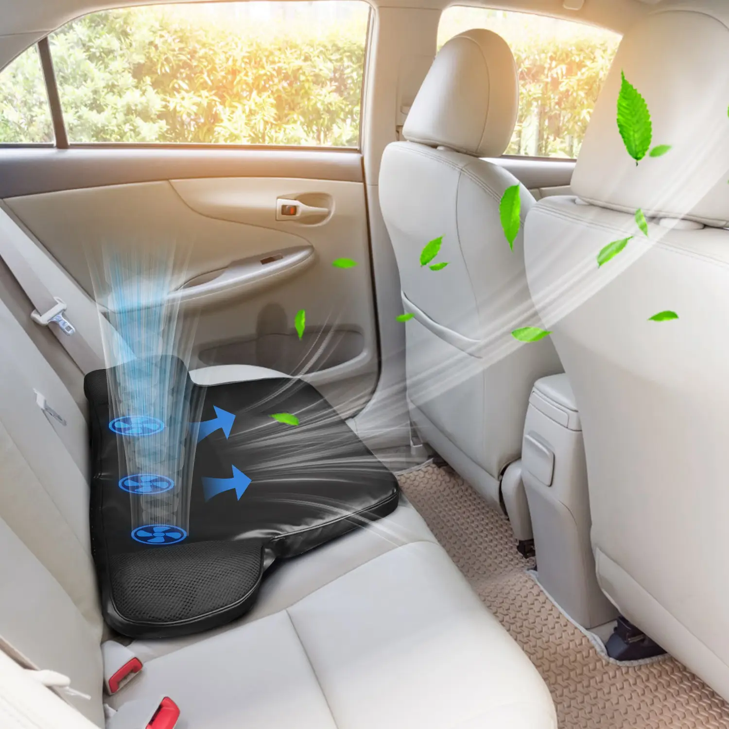 Summer Water Cooling System Seat Cushion With Fans 3 Speeds 78 Fehrenheit Constant Temperature USB Plug Portable Auto On-Off Ventilated Seat Cushion For Home Of