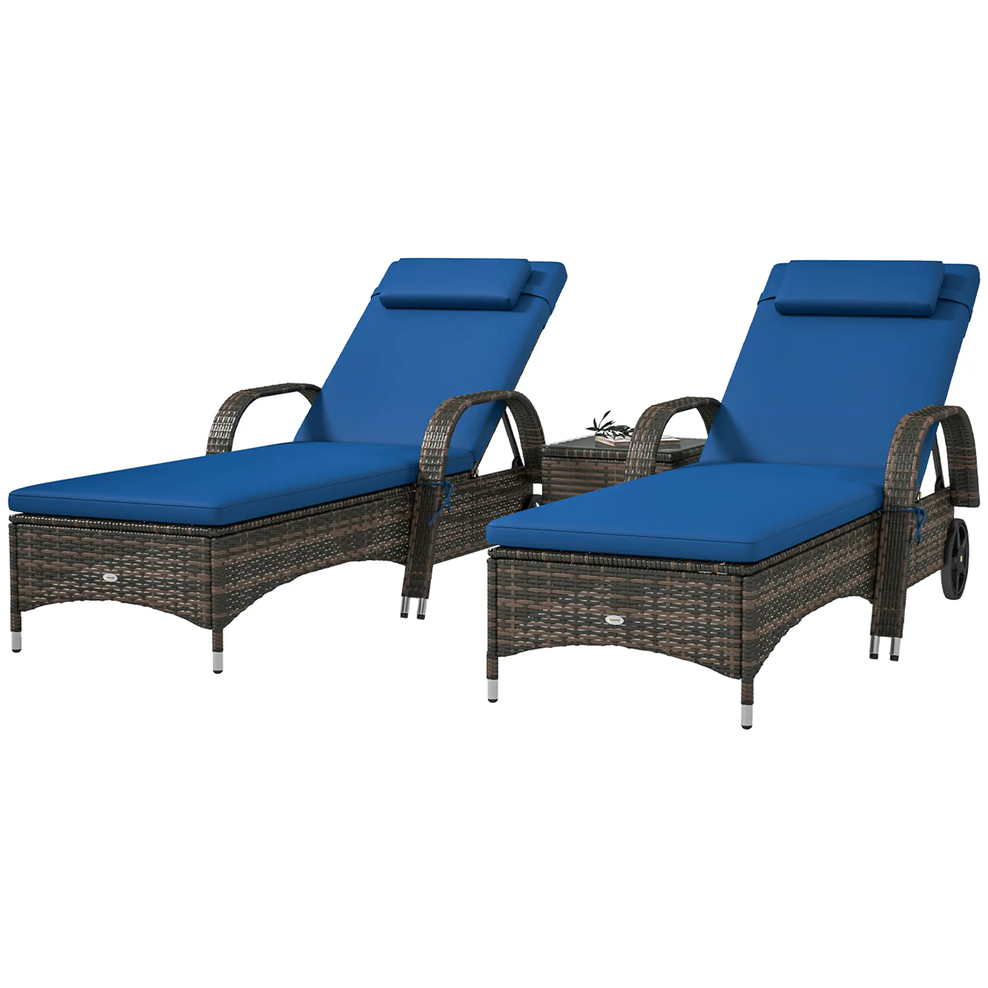 Patio Wicker Chaise Lounge Chair Set