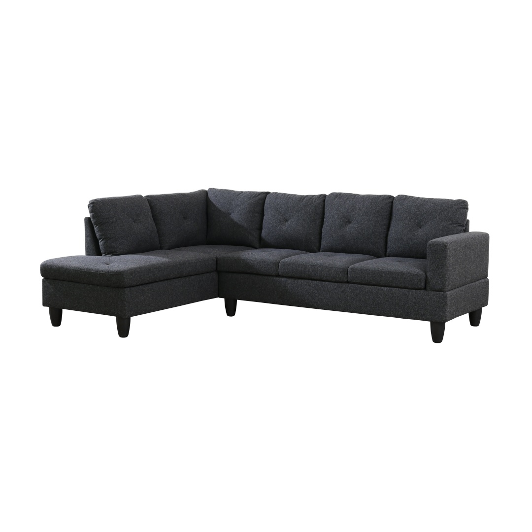 Pickup Only--Black Grey Linen Living Room Sofa Set