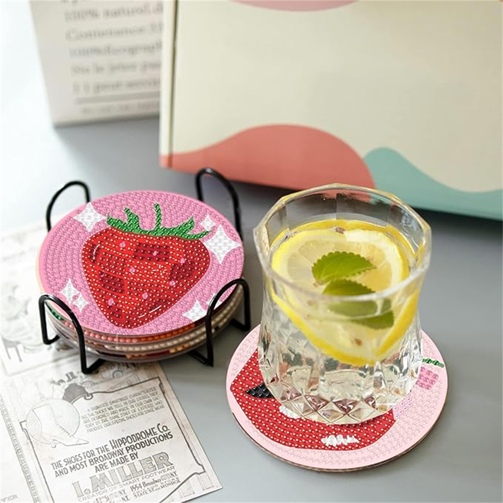 Diamond Art Drawing Coaster With Bracket, DIY Wine Glass Pattern Diamond Art Coaster, Suitable For Adults And Beginners Diamond Drawing Kit, Diamond Kit Craft Supplies, Exquisite Gifts For Fr