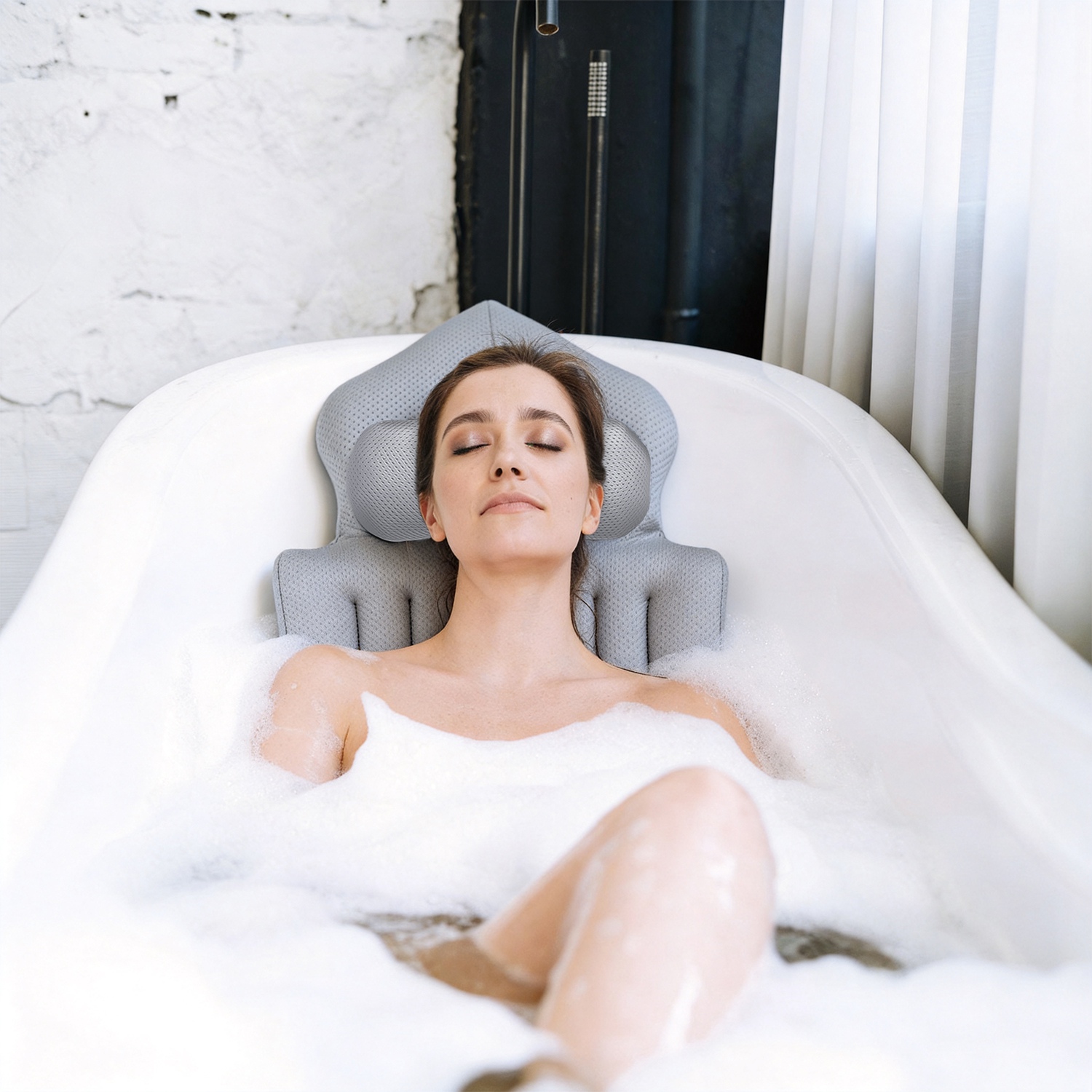 1Pc Full Body Bath Pillow With Headrest Lumbar Support Quick-Drying Bathtub Cushion With Breathable 4D Honeycomb Mesh Cushion Nonslip Machine Washable
