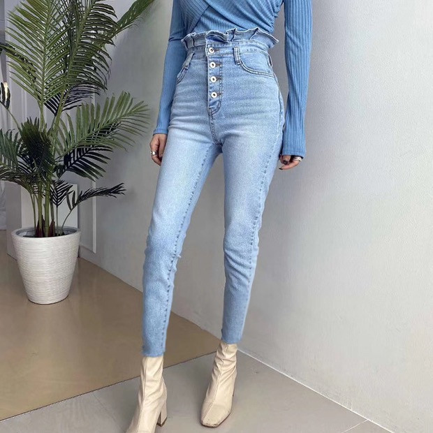 Women's Skinny High waisted Cropped Cropped Jeans Blue - Shop at LoveMi