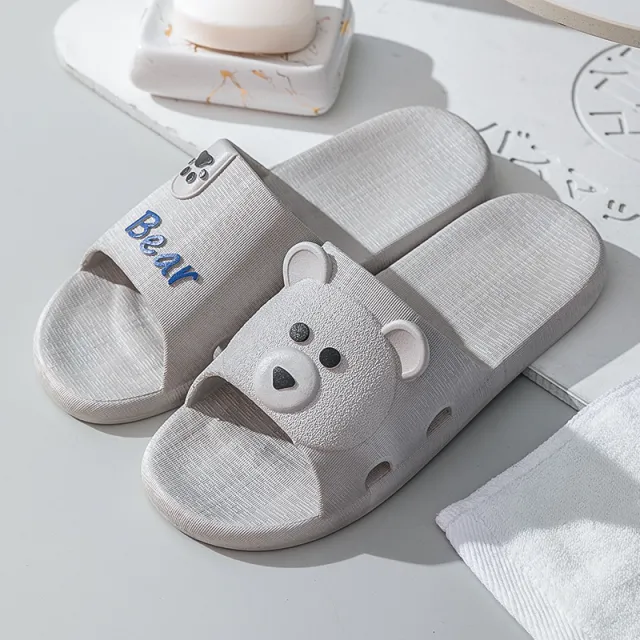 Non Slip Wear Resistant Bathroom Cartoon Soft Bottom Sandals Grey - Shop at LoveMi