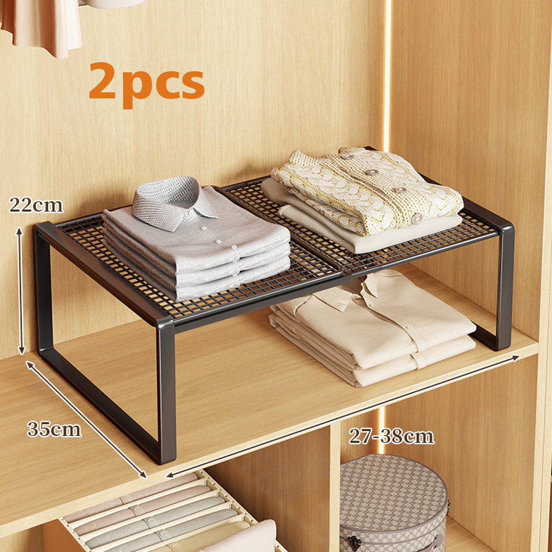 Extendable Wardrobe Tiered Shelves, Storage Rack,cabinet — image 4