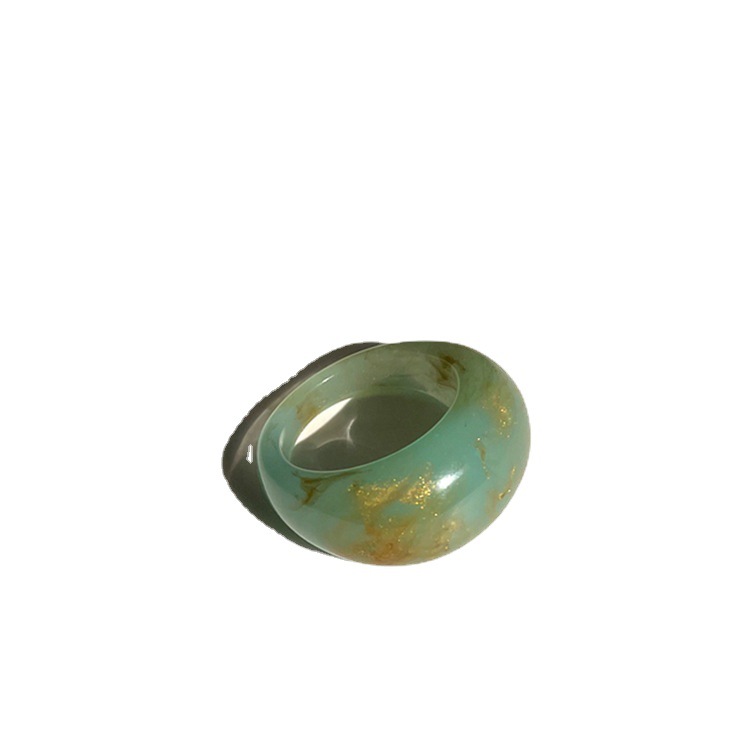 Acrylic Green Geometric Resin Ring Color Set