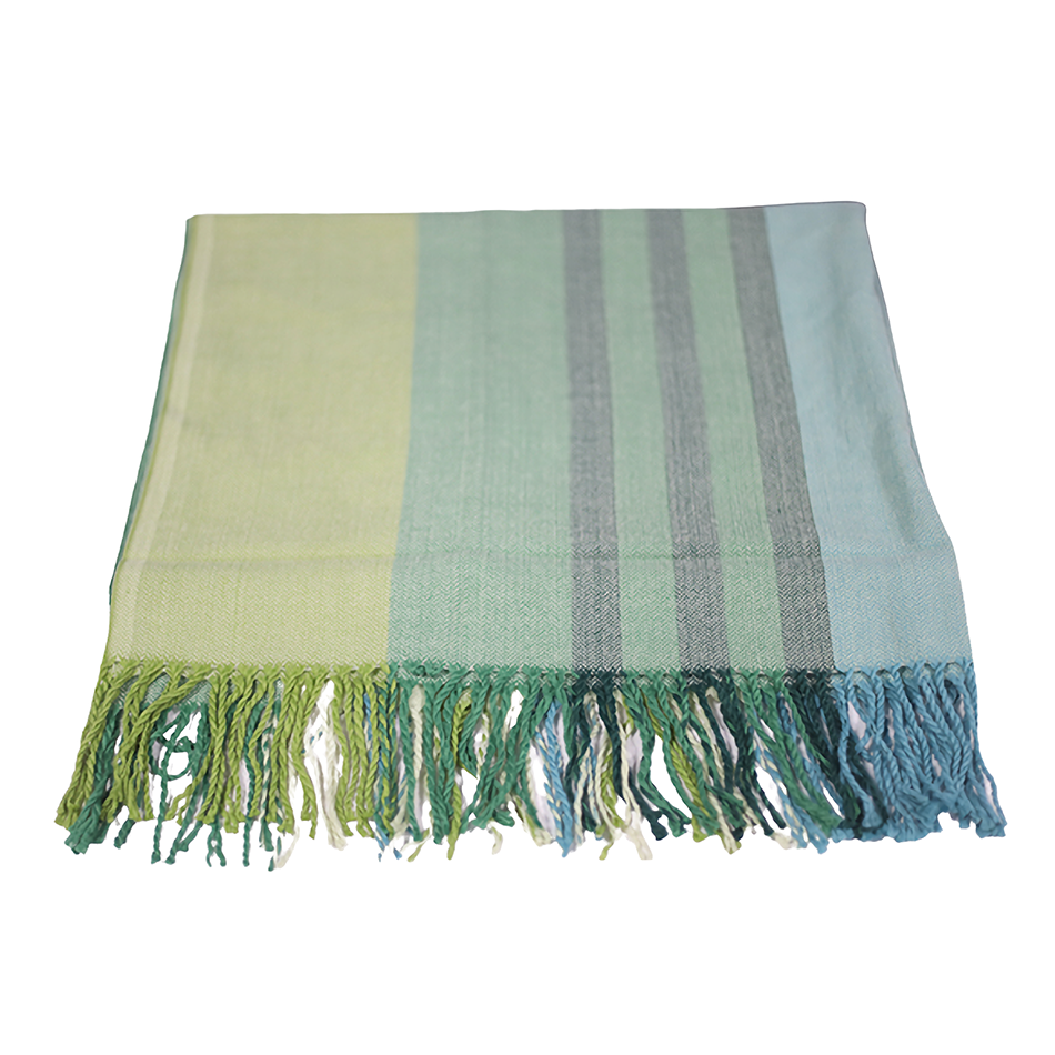 Wool Scarf Shawl Winter Warm Neck Scarf Shawl Fashion Stripe Women Gift AU Shawl-857-74165-Green-700085