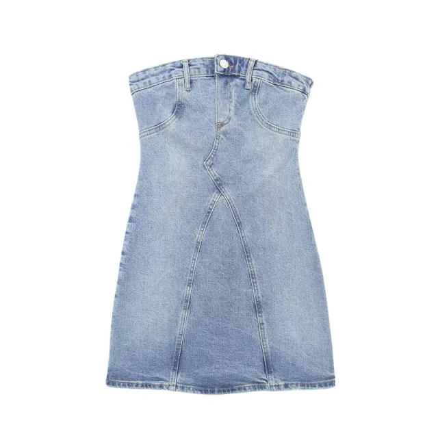 Women's One Line Neck Denim Dress Blue - Shop at LoveMi