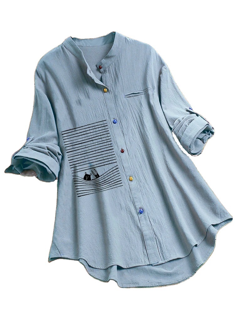 New Style Cotton Long-sleeved Blouse Fashion Casual Design