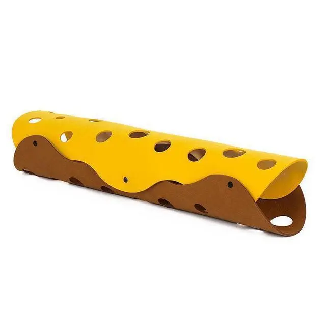 Shape-shifting Cat Nest Rolling Ground Totoro Tunnel Felt - Coffee X Yellow