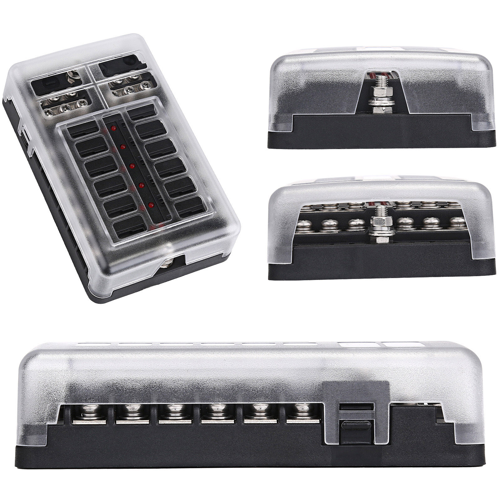 12 Way Blade Fuse Box Block & Auto Marine FuseBox Holder 12V24V Bus Bar Car Kit