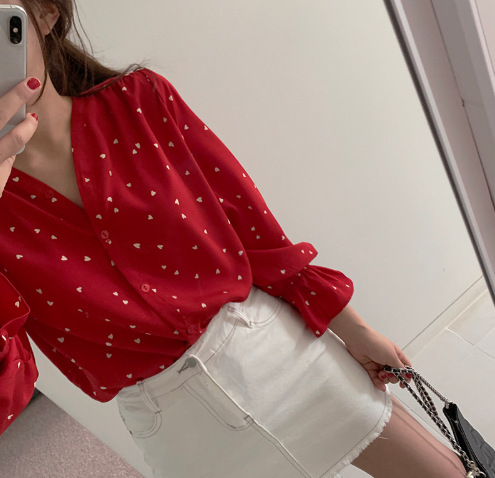 Retro Hong Kong Style Personalized Western Style Blouse