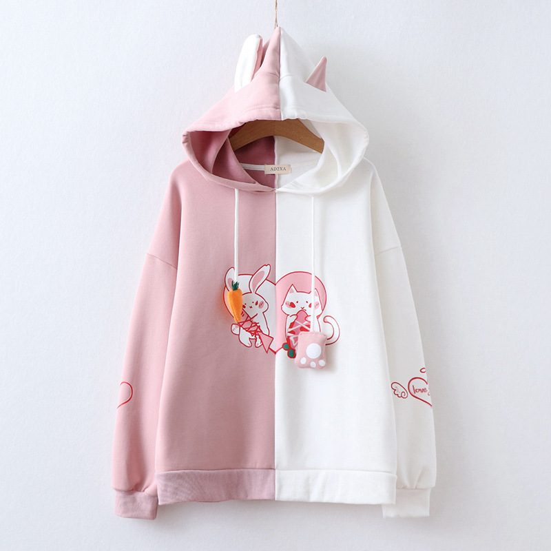 Title 1, Sweet and versatile love rabbit hair Hoodie