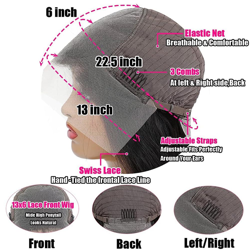 13x6 Lace Front Human Hair Wig Natural Color, Body Wave, Density