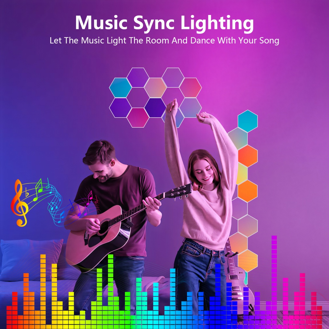 Hexagon Lights  10 Pack  LED Wall Panels, RGB Gaming Lights With APP, Smart... 4