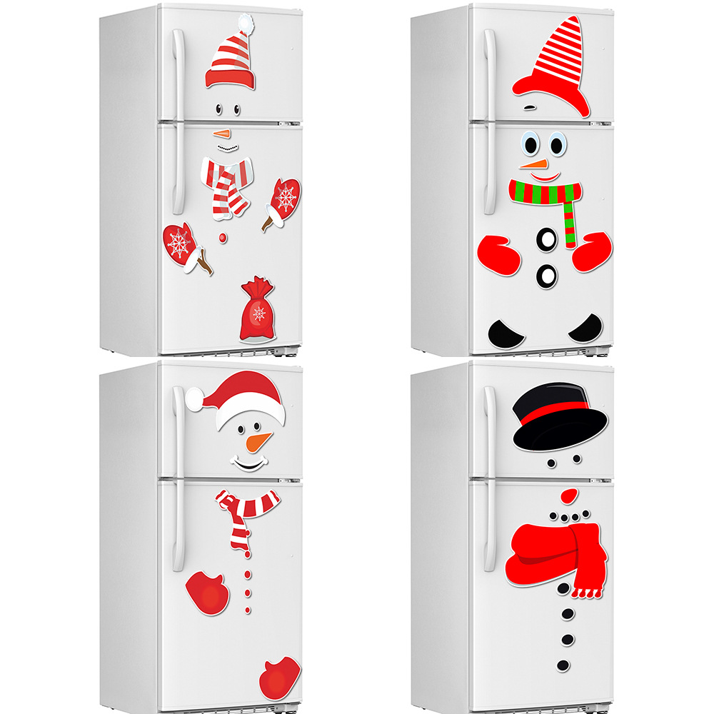 Christmas Snowman Expression Magnetic Refrigerator Sticker Holiday Cartoon