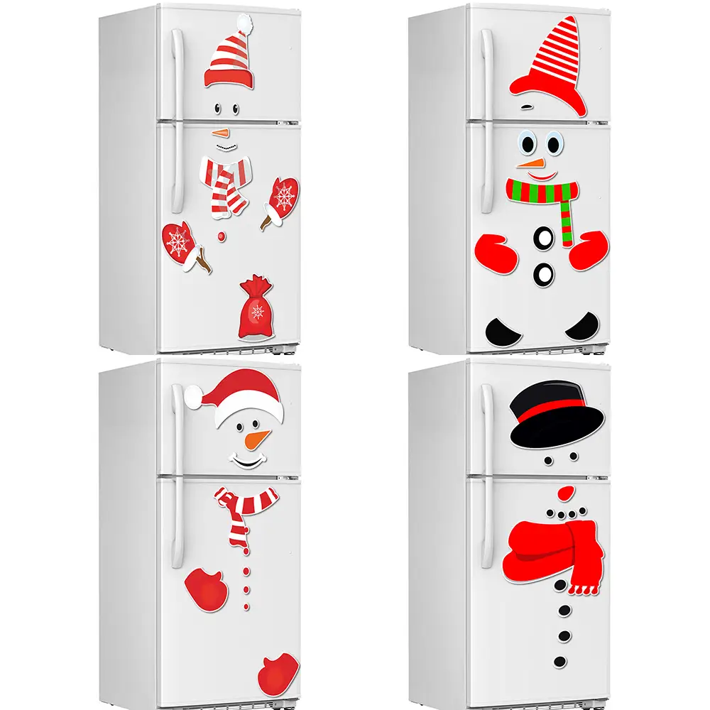 Christmas Snowman Expression Magnetic Refrigerator Sticker Holiday Cartoon