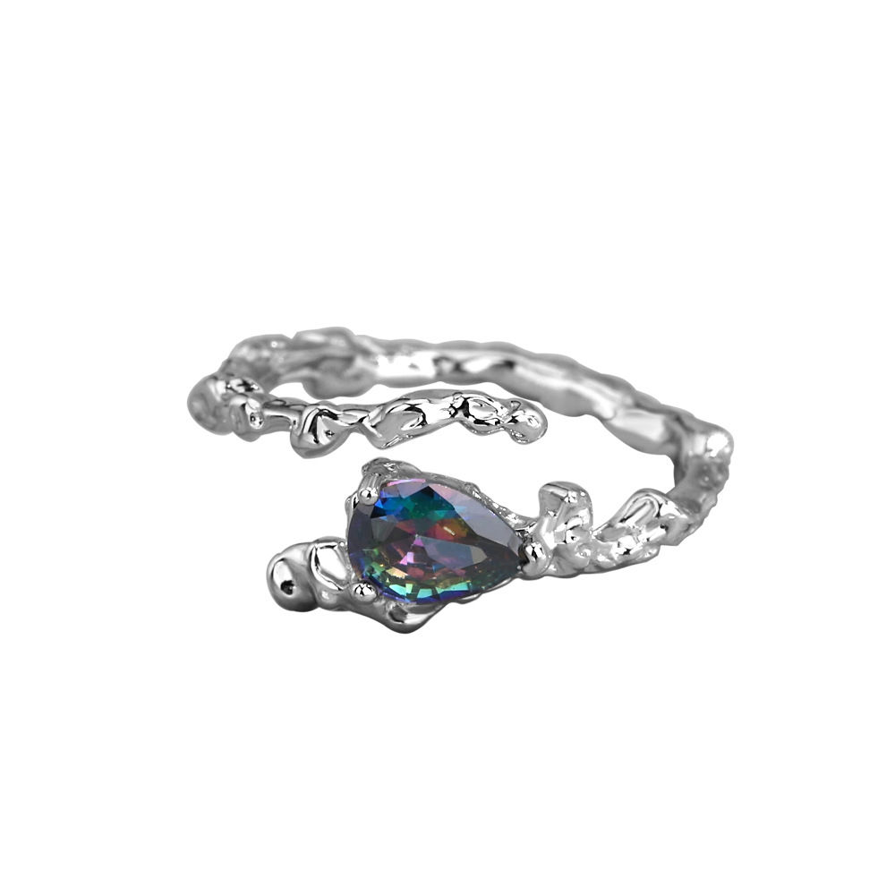 Colorfast Small Design Irregular Colorful Stone Cold Ring