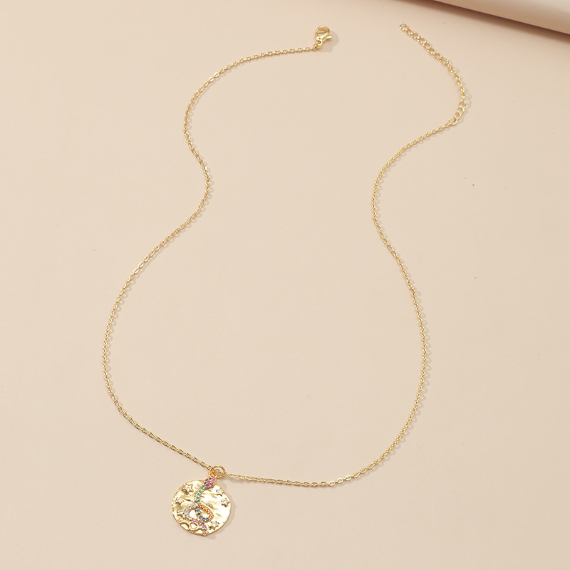 Clavicle Chain Zircon Round Tag Necklace