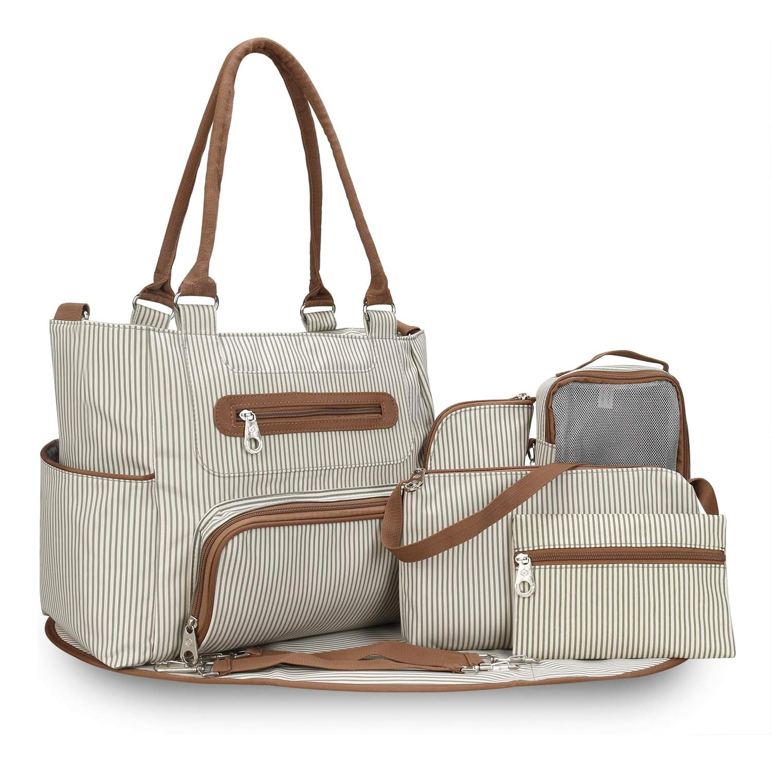 8Pcs Baby Nappy Diaper Bags Set For Mom Dad Mummy Handbags M