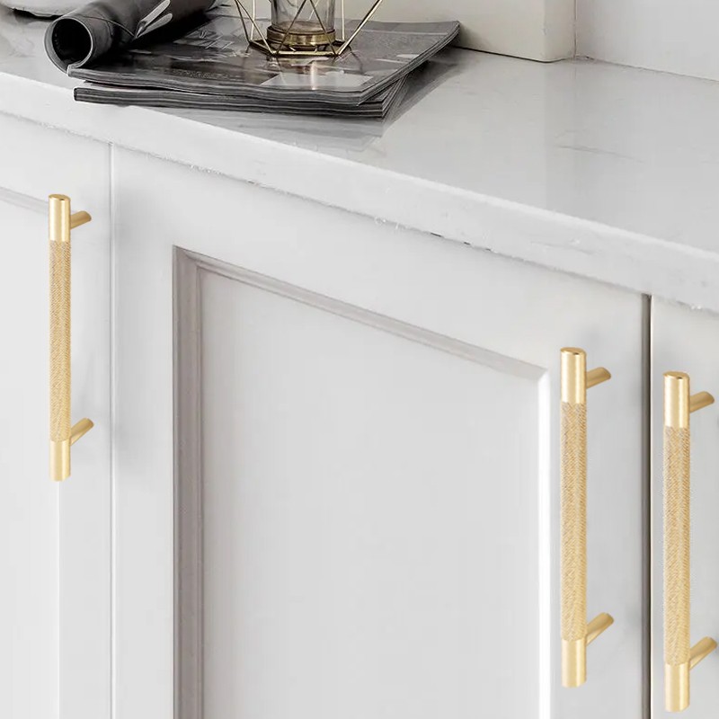 Kitchen Cabinet Door Handles Cupboard Drawer Interior Steel Knurled T Bar Handle — image 3