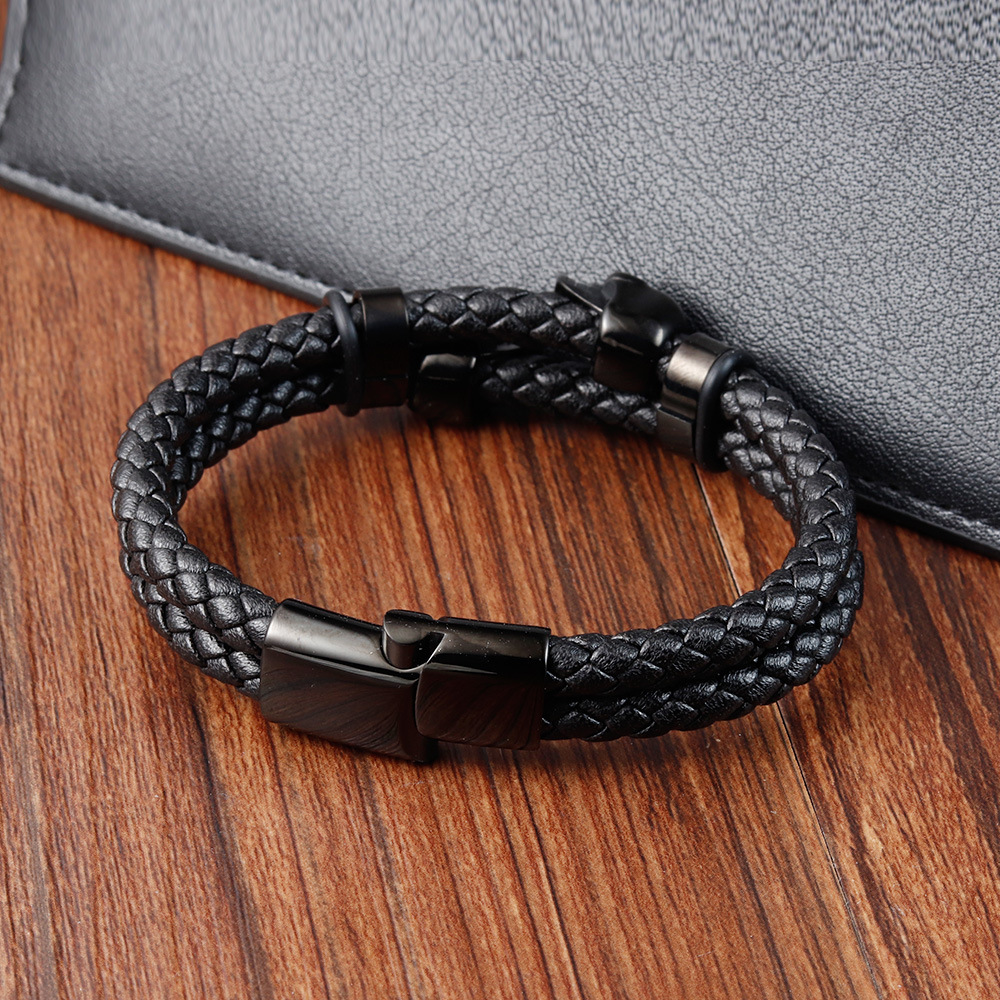 Skull Stainless Steel And Leather Bracelet