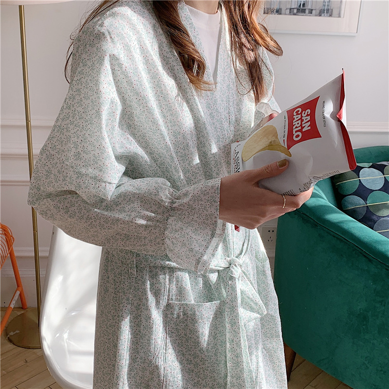 Title 6, Cute Bathrobe Floral Long Kimono Loungewear