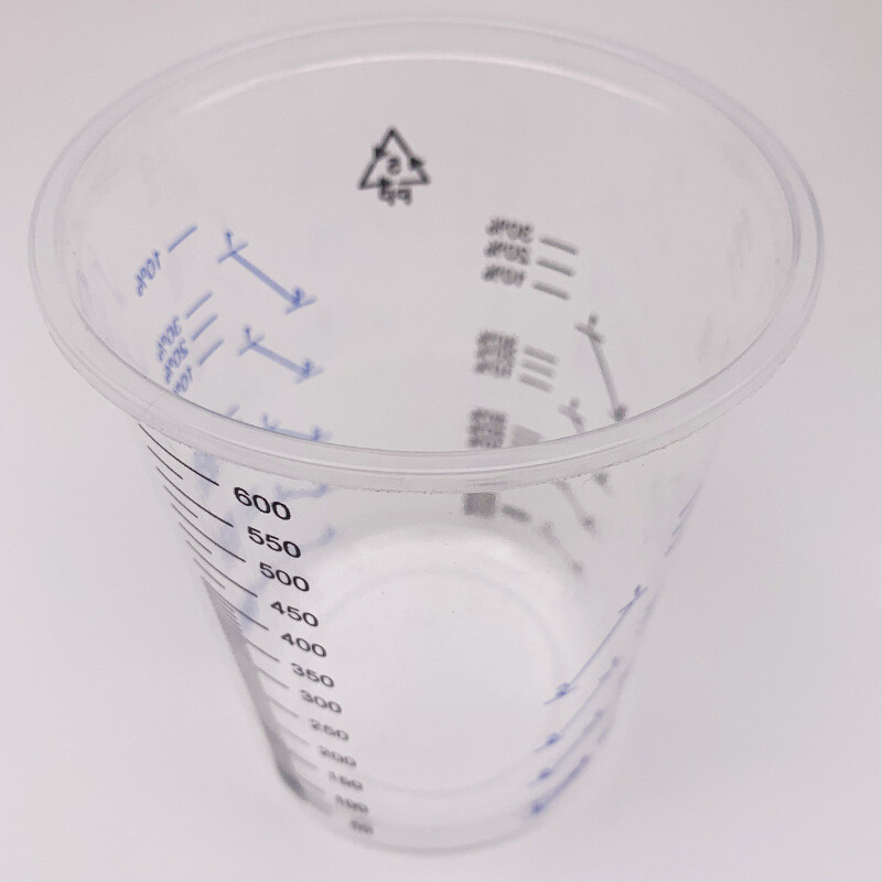 50X Clear Paint Plastic Mixing Cups 600CC Calibrated Measuring Polypropylene New