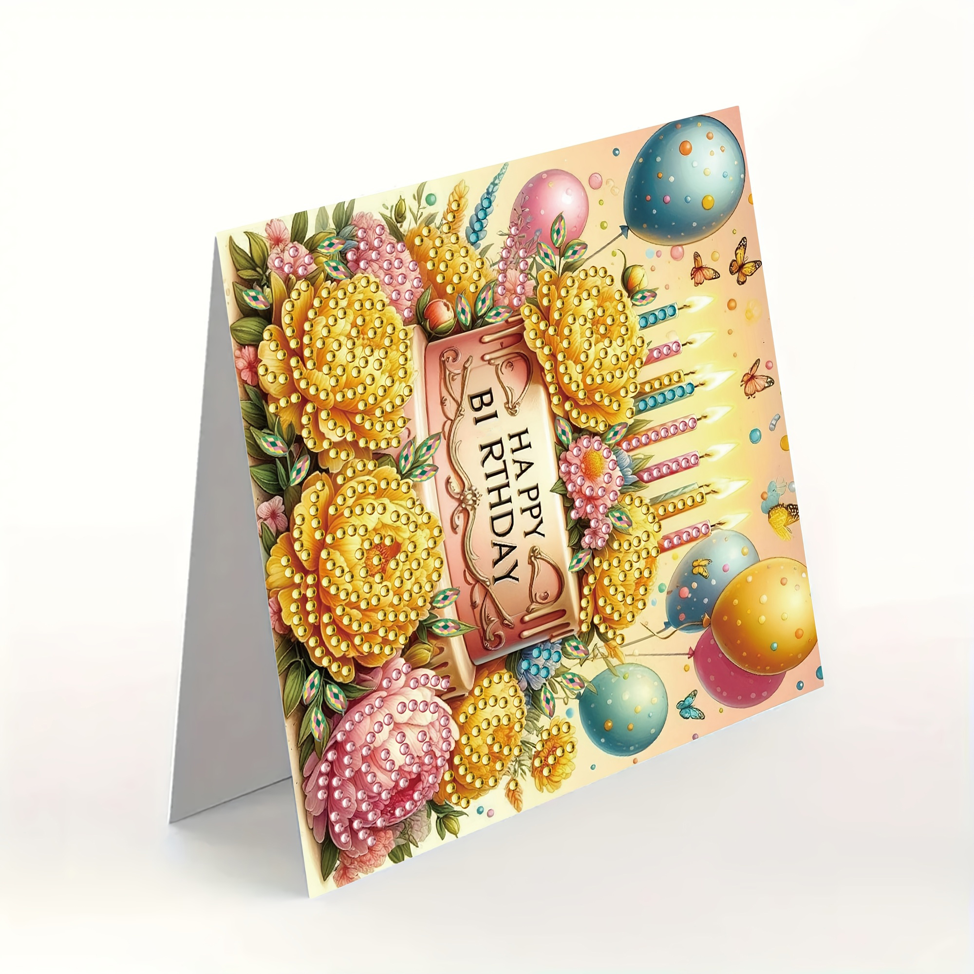 DIY Diamond Painting Kit Birthday Card Kit, Unique Flower Pattern Design, Rhinestone Diamond Painting Art Mosaic Postcards, Holiday Greeting Cards Perfect For Families, Friends, And Lovers, H