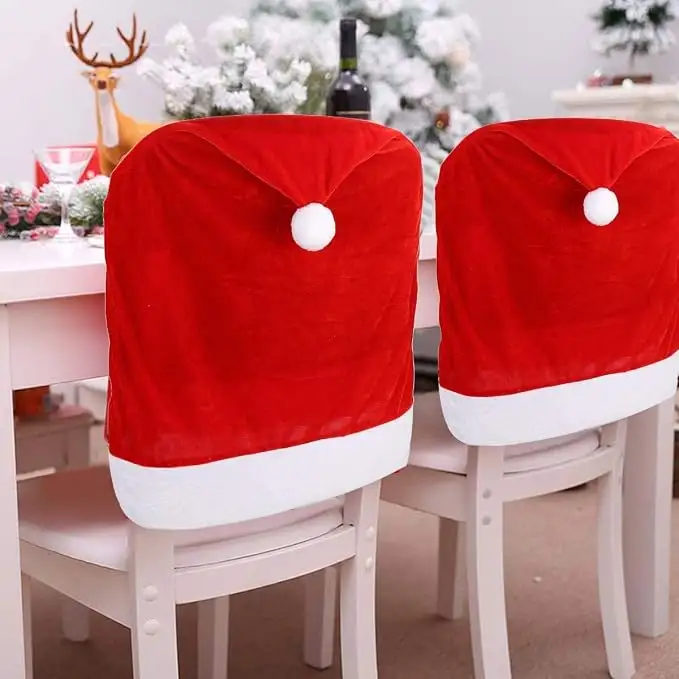 Red Hat Christmas Chair Slipcovers, Holiday Dining