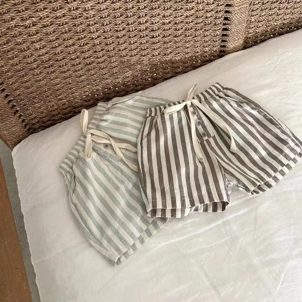 Baby Thin Cotton Vertical Stripes Korean Casual