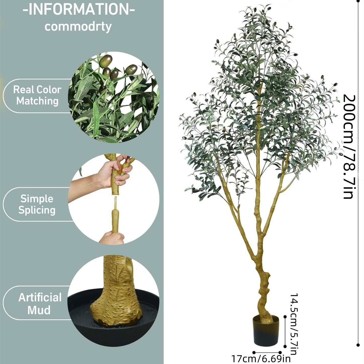 Artificial Olive Tree 78.7 Inches — image 8