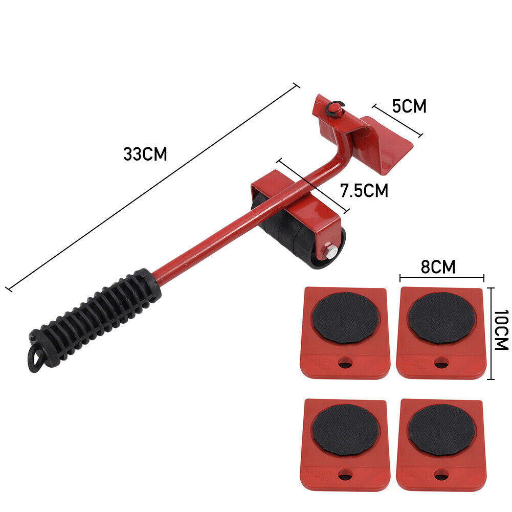 5 PCS Heavy Duty Furniture Shifter Lifter Set Wheel Moving Removal Slider Moving 13