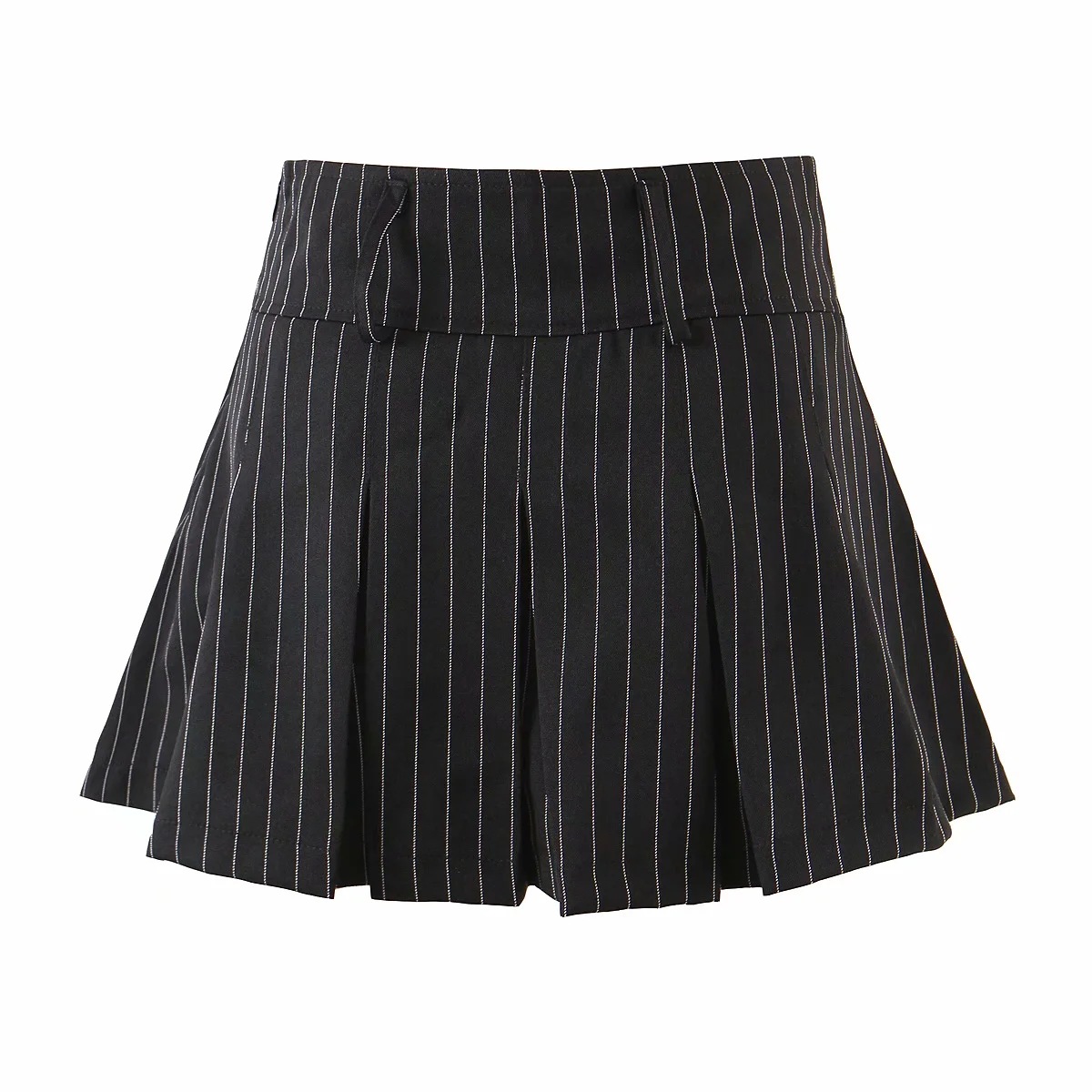 Temperament Commuter Light Ripe Wind Pinstripe Pleated Skirt