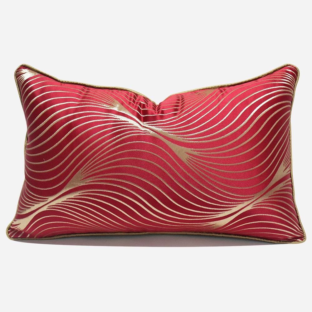 Title 4, Simple Modern Red Coffee Color Striped Pillow C...