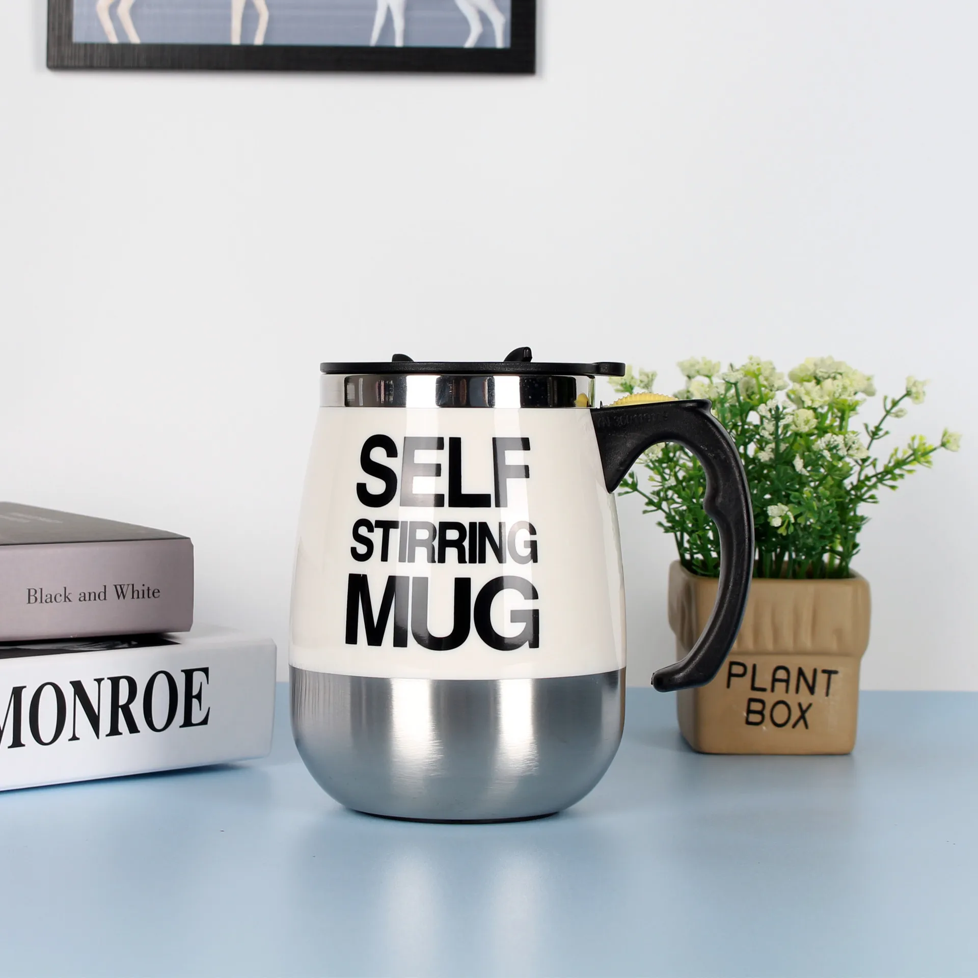 Electric Self Stirring Coffee Mug Cup Stainless Steel Automatic Self Mixing & Spinning Home Office Travel Mixer Milk Whisk Cup – image 7