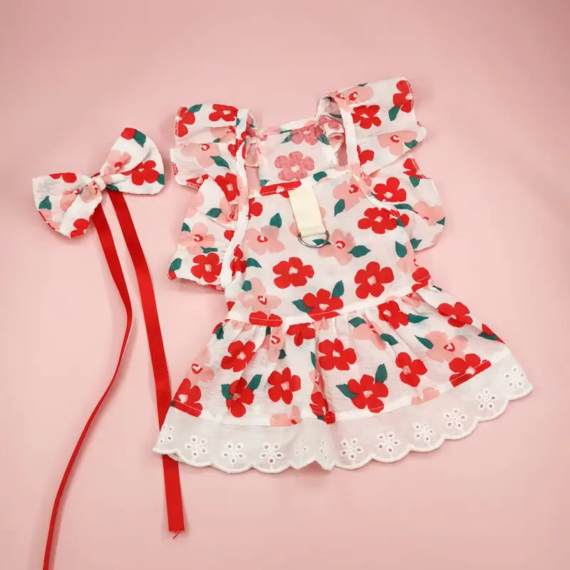 Pet Dog And Cat Print Floral Dress