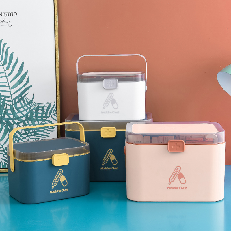 Home Care Portable Plastic Multilayer Medicine Storage Box