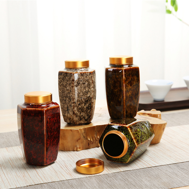 Kiln Change Ceramic Mini Sealed Saving Tea Jar
