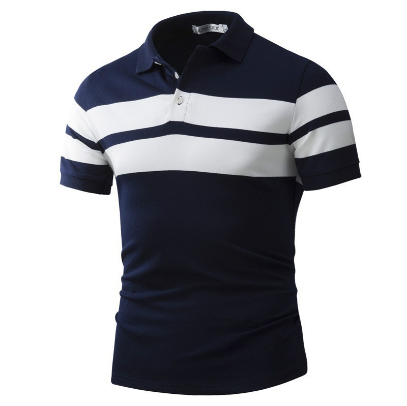 Title 3, Camiseta Polo Masculina Slim-fit Listrada Manga...