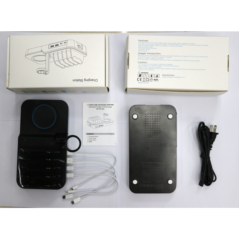 70W Charging Station For Multiple Devices, 5 In 1 Fast Charging Dock With 10W Max Wireless Charger And 4 Ports , 30W USB C PD Fast Charging For IPad, IPhone,Tablets,Kindle